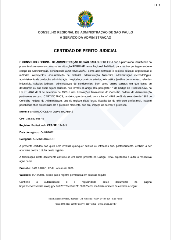 Certidão de Perito Judicial